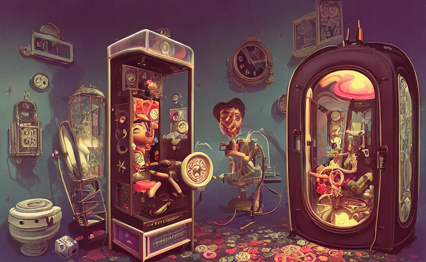 Image similar to Inside a time machine by James Gilleard, Mark Ryden, Wolfgang Lettl highly detailed