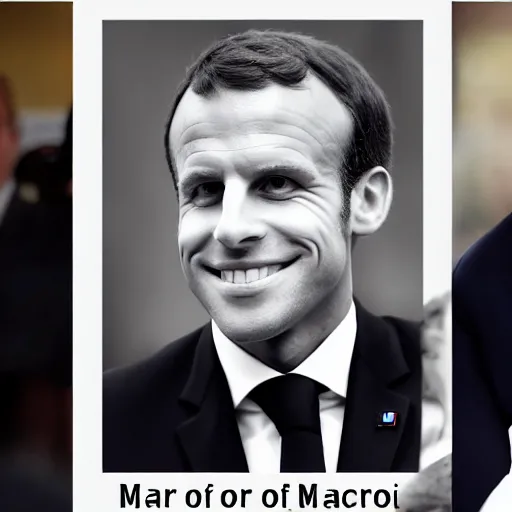 Prompt: portrait of a Macron made only with 💰