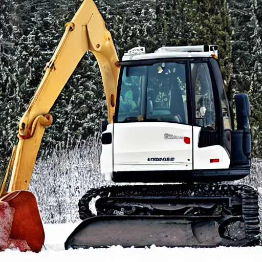 Prompt: snow - white driving an excavator