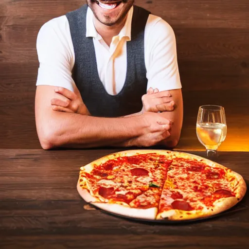 Image similar to happy man eating pizza