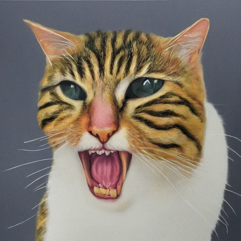 Prompt: hyperrealistic portrait of lucy the juicy cat