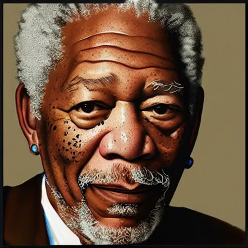 Prompt: morgan freeman portrait by picasso