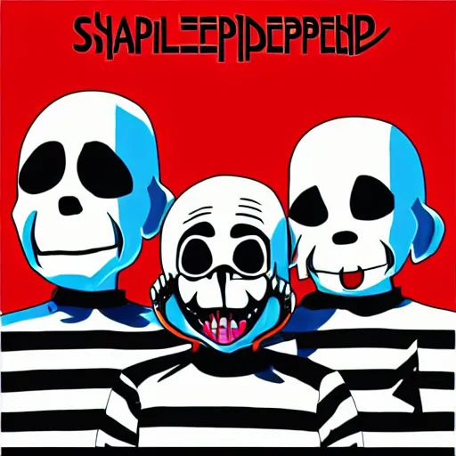 Prompt: album cover of sans undertale in the style of led zeppelin, sharp image, high resolution