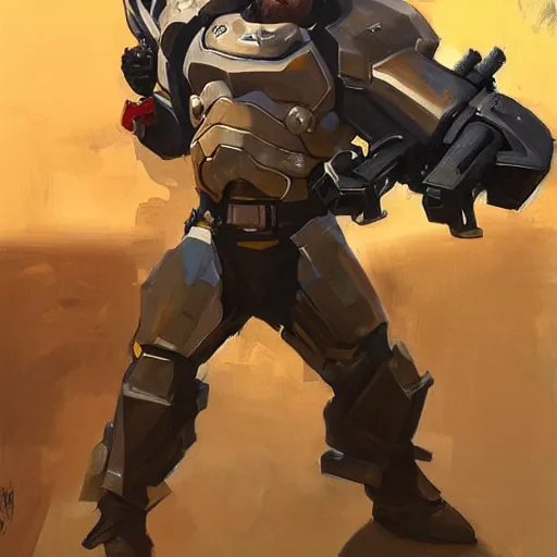 Image similar to greg manchess portrait painting of armored chuck norris as overwatch character, medium shot, asymmetrical, profile picture, organic painting, sunny day, matte painting, bold shapes, hard edges, street art, trending on artstation, by huang guangjian and gil elvgren and sachin teng