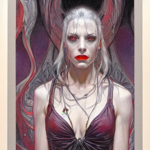 Prompt: portrait of an urban female vampire, with an unusual sense of fashion, by donato giancola.