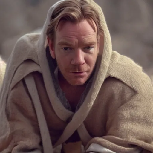 Image similar to ewan mcgregor as a giant egg, anthropomorphism, realistic, coherent,