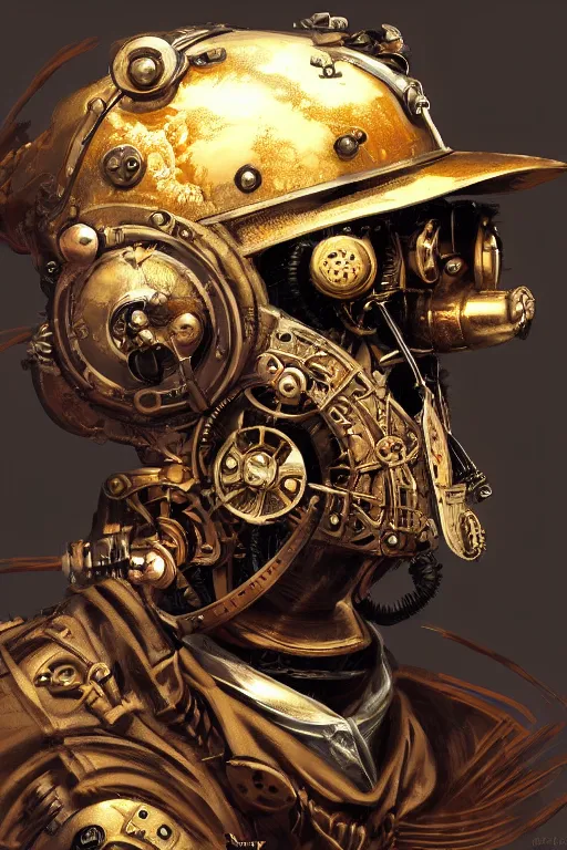 Image similar to steampunk helmet fantasy art mask robot ninja stylized digital illustration sharp focus, elegant intricate digital painting artstation concept art global illumination ray tracing advanced technology chaykin howard and campionpascale and cooke darwyn and davis jack