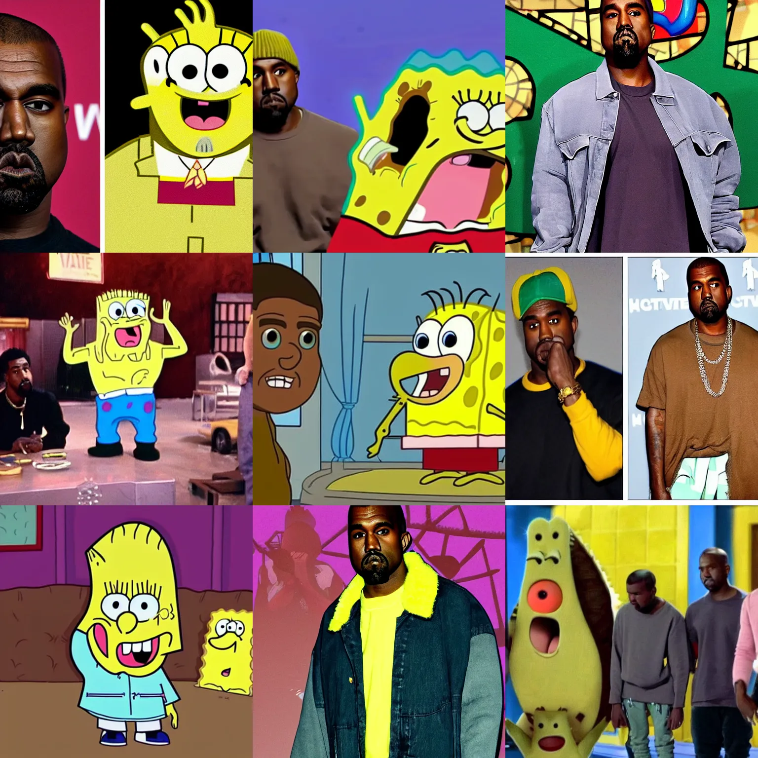 Prompt: kanye west in the tv show spongebob squarepants