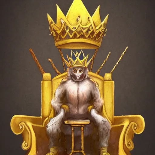 Prompt: a dirty sewer rat wearing a golden crown, on a throne's seat, prize winning, trending on artstation, fantasy illustration, warm tones, digital art