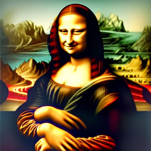 Prompt: A portrait of mona lisa in real life holding a giant spliff, amazing detail, digital art