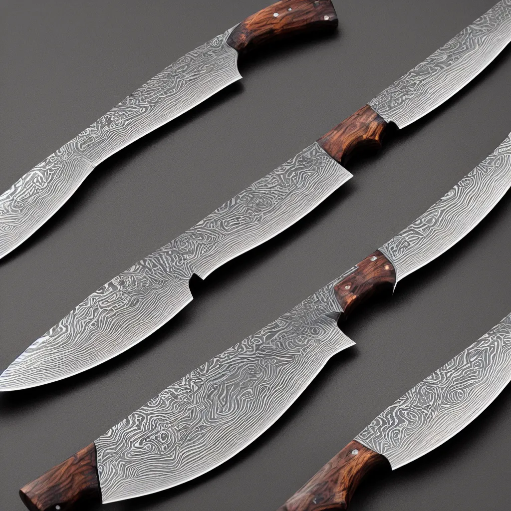 Prompt: high res damascus steel knife 4k