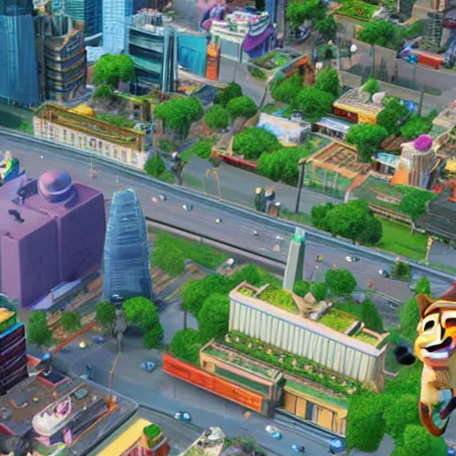 Prompt: The SimCity user interface as applied to Zootopia