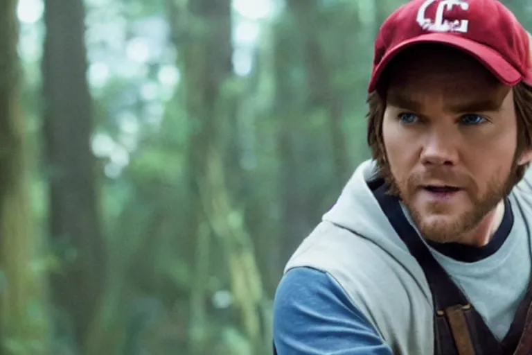 Prompt: live action film still of christ pratt as ash ketchum in the new sci - fi movie