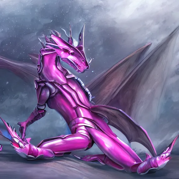 Image similar to very close up foot pov shot, hyperdetailed elegant beautiful stunning hot anthropomorphic mecha giantess female dragon, laying on a beach, showing detailed dragon paws to camera, sharp claws, soft pads, sharp silver armor, fuchsia skin, anthro dragon art, warframe destiny fanart, furry paws furry, furaffinity, deviantart, octane, ekasportal