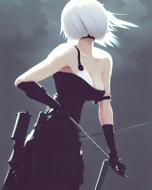 2B (Nier: Automata), 9S (Nier: Automata), anime, 4K, Nier: Automata, anime  boys, anime girls, blindfold, Anime screenshot