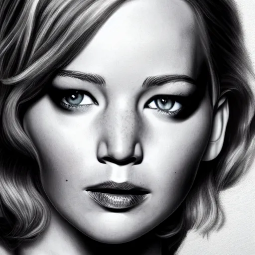 Image similar to portrait of jennifer lawrence or emma stone by greg ruthkowski