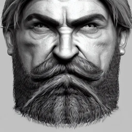 Image similar to ultra realistic portrait of a small dwarf with an large beard, muscular build, tough, highly detailed trending on artstation, photo, medieval, fantasy