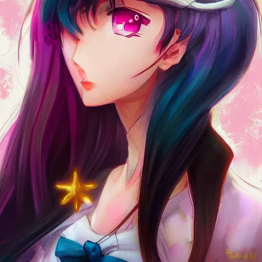 Image similar to Sailor Moon art Portrait, trending on artstation, drawn by WLOP