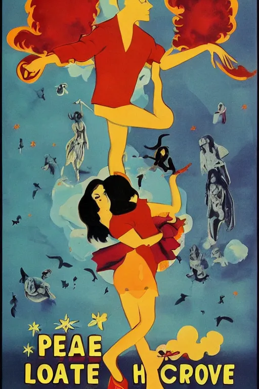 Image similar to movie poster for peace and love and harmony witch, 1 9 6 0 s