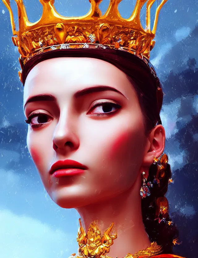 Prompt: blurred background. close-up portrait of a goddess in crown, by Alfred Eisenstaedt, Afarin Sajedi and Alena Aenami. unreal engine