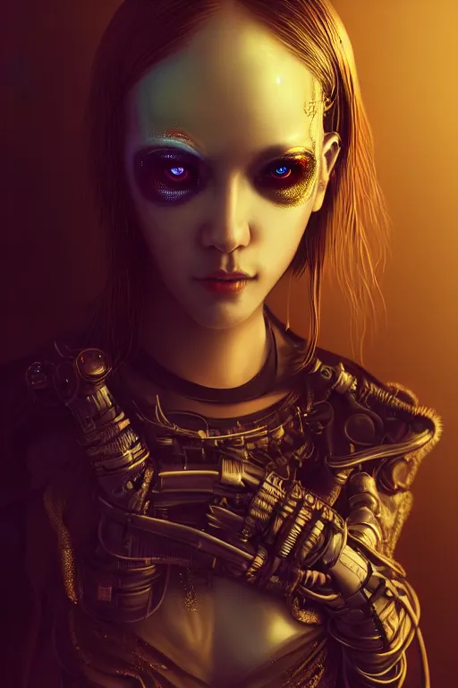 Image similar to soft lustrous asian biotech raver gutter punk gothic cyborg, golden ratio, details, scifi, fantasy, cyberpunk, intricate, decadent, highly detailed, digital painting, octane render, artstation, concept art, smooth, sharp focus, illustration, art by artgerm, loish, wlop