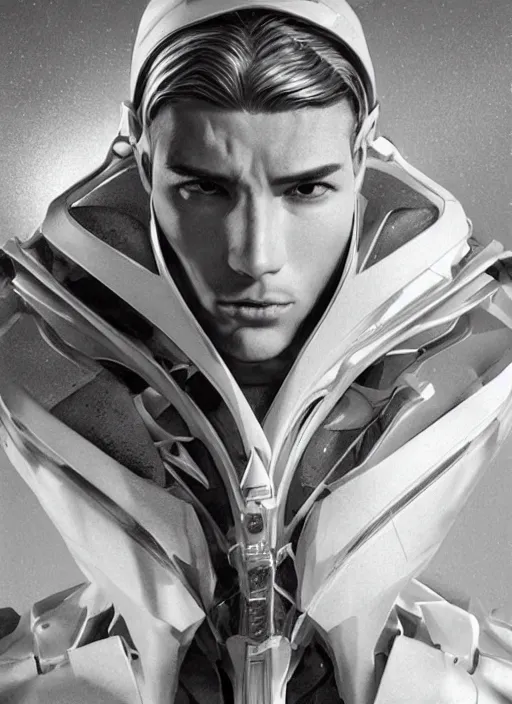 Image similar to a highly detailed long shot photo of masculin male face portrait, futurism, rococo cyber neon lighting, detailed futuristic fibonacci jewelry, profile posing, hyper photorealistic, crispy quality, digital photography, trending in pinterest, cinematic, 4 k ultra hd, art by pascal blanche, art by greg rutkowski, art by artgerm,