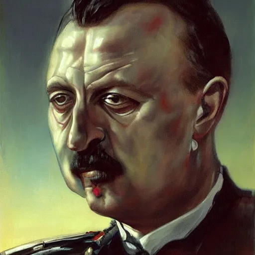 Image similar to Portrait of Igor Ivanovich Strelkov while he is calling for war total mobilization, photo-realistic, color image, 2K, highly detailed, bodyhorror by H.R.Giger