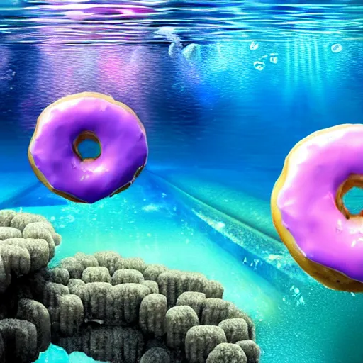 Image similar to donut under water sea , sunk deep water view , under water pictures