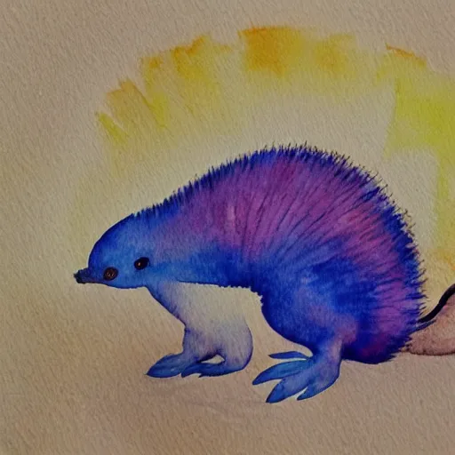 Image similar to beautiful professional watercolor painting of an echidna