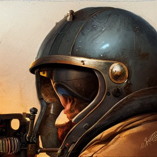 Prompt: a digital painting of a pilot helmet of the ghost of kiev, hyper realistic, very detailed, in the style of greg rutkowski