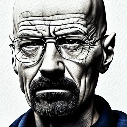 Prompt: detailed portrait of walter white,watercolor painting,realistic,photorealistic,detailed face,hyperdetailed,professional lighting,trending on instagram,4k