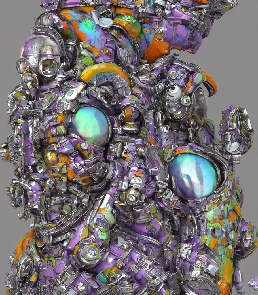 Prompt: hyper-maximalist overdetailed 3d sculpture of an astronaut by clogtwo and ben ridgway inspired by beastwreckstuff chris dyer and jimbo phillips. 3d infused retrofuturist style. Hyperdetailed high resolution. Highquality ender by binx.ly. Dreamlike surreal polished render by machine.delusions. Sharp focus.