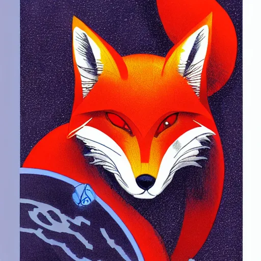 Prompt: Cyber fox by Hiroshi Yoshida
