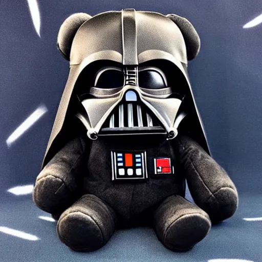 Prompt: a beautiful photo of a plushy darth vader teddy bear, trending on instagram