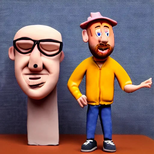 Image similar to mac miller, made of clay, as a claymation character