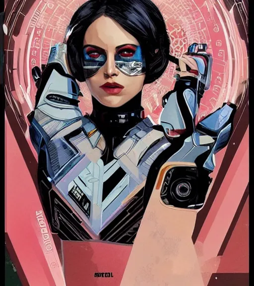 Image similar to portrait of a female android, by MARVEL comics and Sandra Chevrier