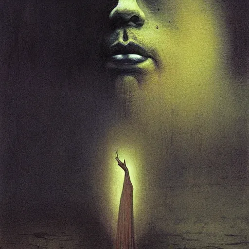 Image similar to the sandman by neil gaiman painted by beksinski, highly detailed