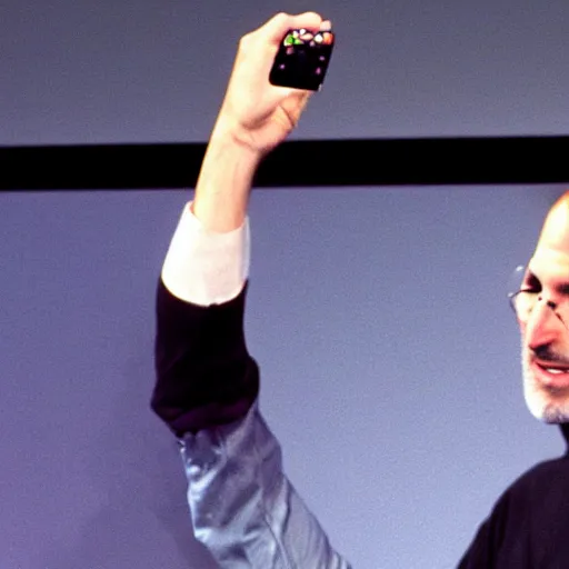 Image similar to Last Steve Jobs product demo shows him showing off the iTaser - an advanced taser device