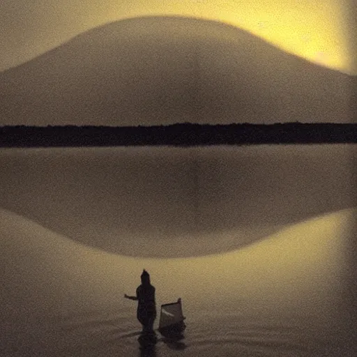 Image similar to false shadow in the lake of the swollen lamp