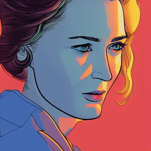 Prompt: emily blunt retro minimalist portrait by jean giraud, moebius starwatcher comic, 8 k