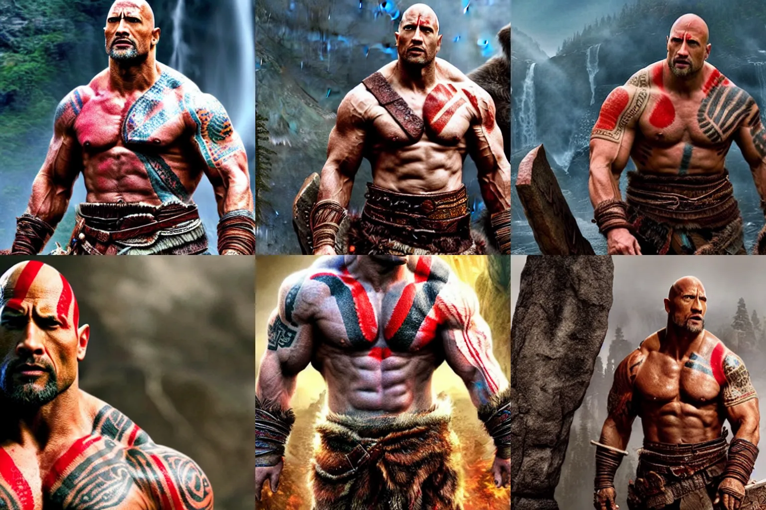 Image similar to Dwayne Johnson as God of war