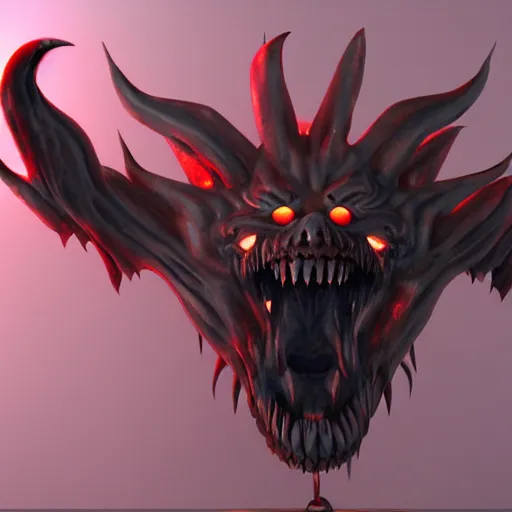 Image similar to scary demon, 3 d rendered, very detailed