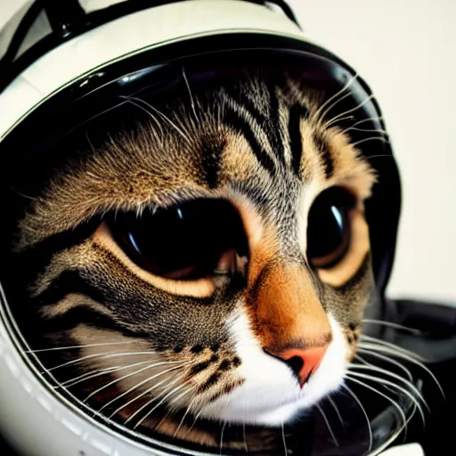 Image similar to a portrait of a cat behind the space suit helmet