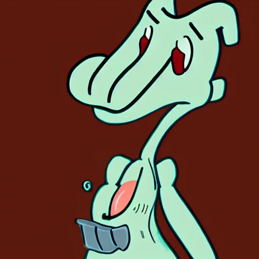 Prompt: squidward design by Hidetaka Miyazaki