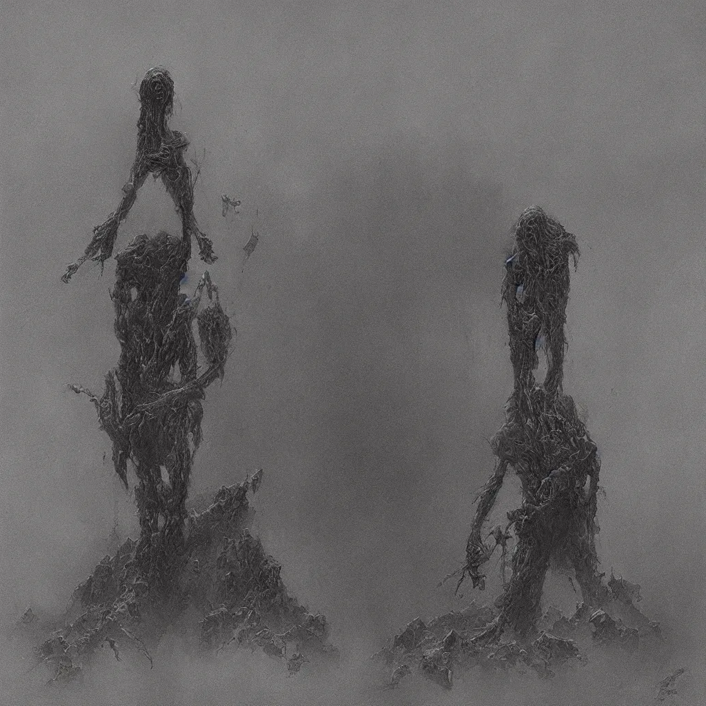 Image similar to absolute hatred, in the style of zdislaw beksinski