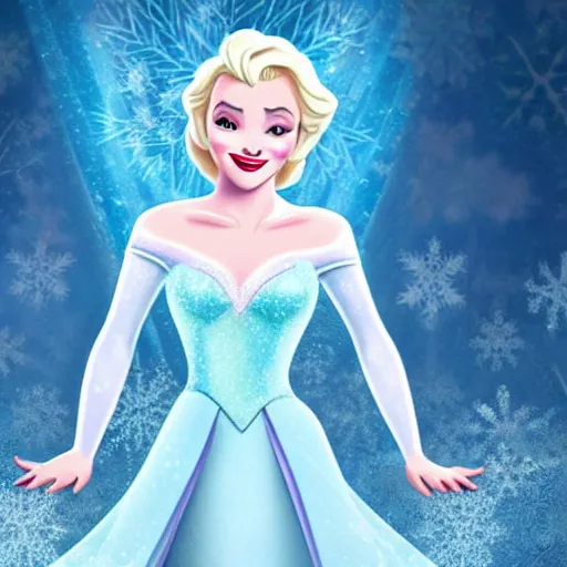 Image similar to marilyn monroe as elsa in live action disney frozen, 8k resolution, full HD, cinematic lighting, award winning, anatomically correct