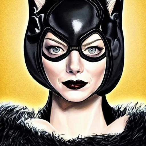 Image similar to A portrait of Emma Stone as Catwoman