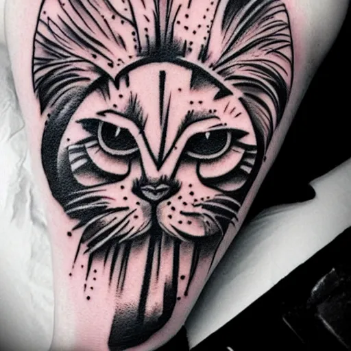 Image similar to Fluffy alarm clock tattoo design, stencil, traditional, by artgerm, artgerm, digital art