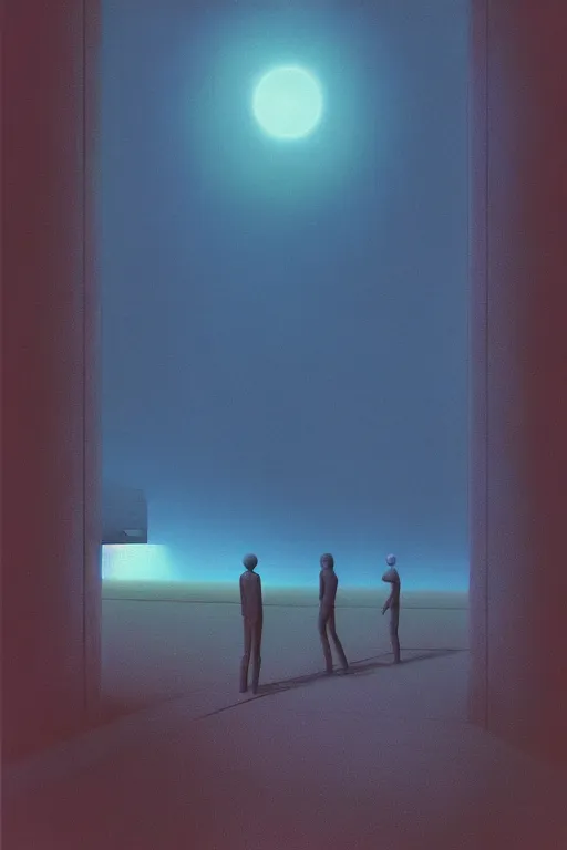 Image similar to emissary space by arthur haas and bruce pennington and john schoenherr, cinematic neon matte painting, james turrell building, photo realism, dark moody color palate,