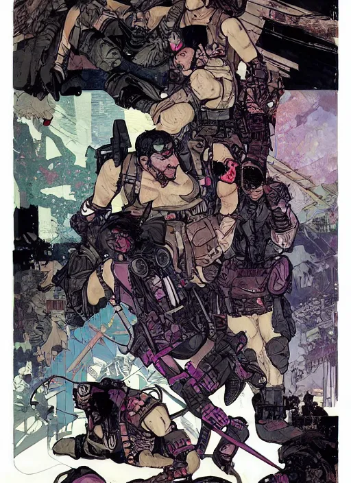 Image similar to cyberpunk jujitsu match. portrait by ashley wood and alphonse mucha and laurie greasley and josan gonzalez and james gurney. splinter cell, apex legends, rb 6 s, hl 2, d & d, cyberpunk 2 0 7 7. realistic face. character clothing. vivid color. dystopian setting.